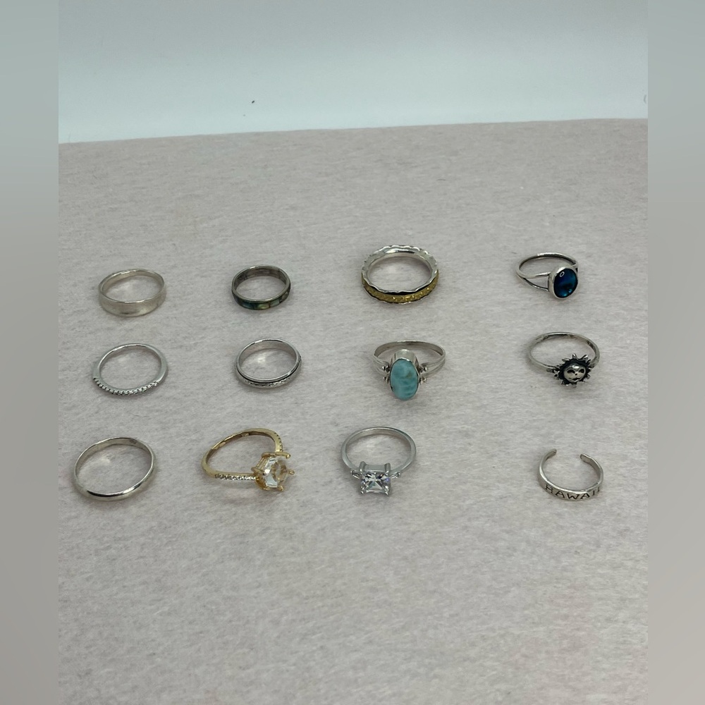 Vtg x12 Sterling Silver Ring Lot Mixed 925 Tested Reseller Bundle